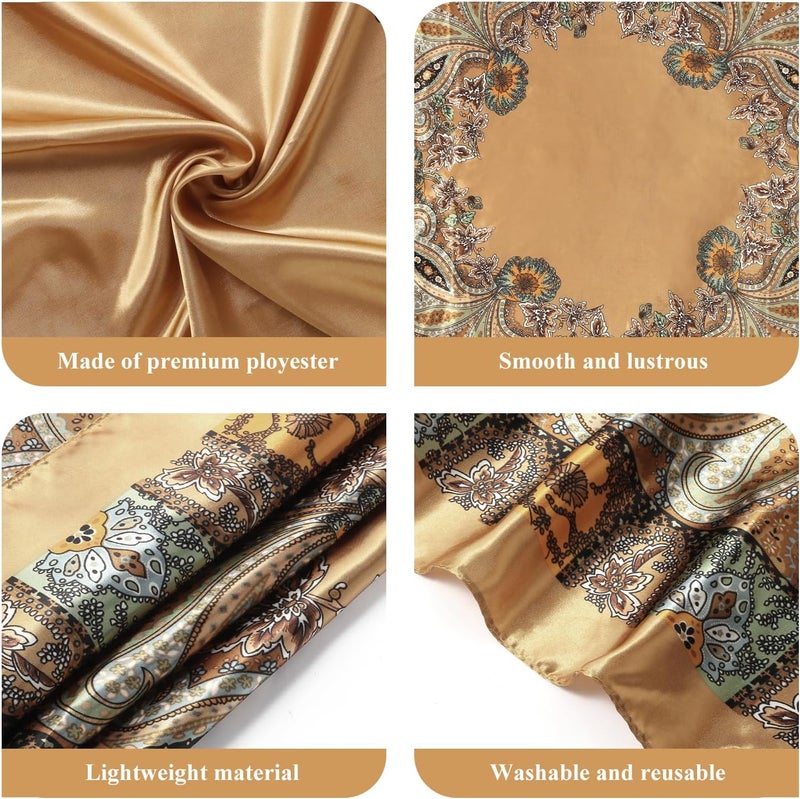 VBAEI 35” Large Square Satin Head Scarf - 1Pcs Satin Hair Scarf Silk Bandana Head Wraps For Women - Image 4